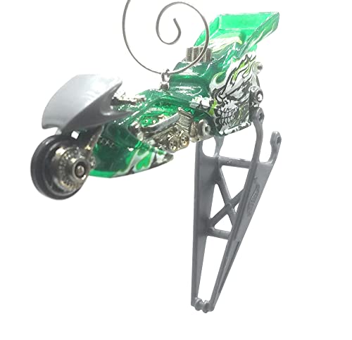Fright Motorcycle Green White Flames Christmas Ornament