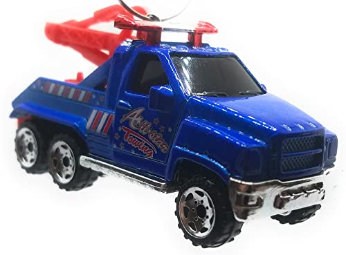 Wrecker Tow Truck Blue Red Christmas Ornament