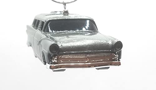 1955 Ford Ranch Wagon 8 Crate Silver Black Roof Christmas Ornament
