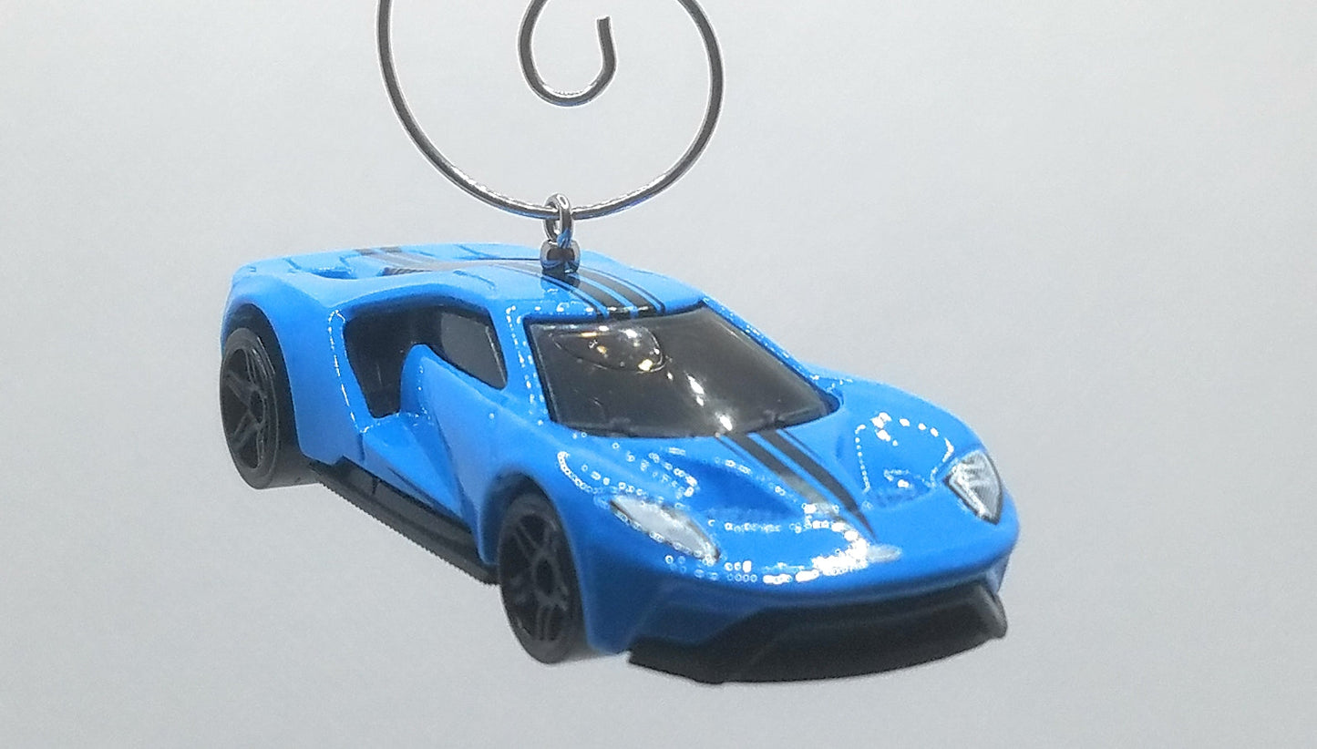 2017 Ford GT Light Blue/Black Stripes Christmas Ornament