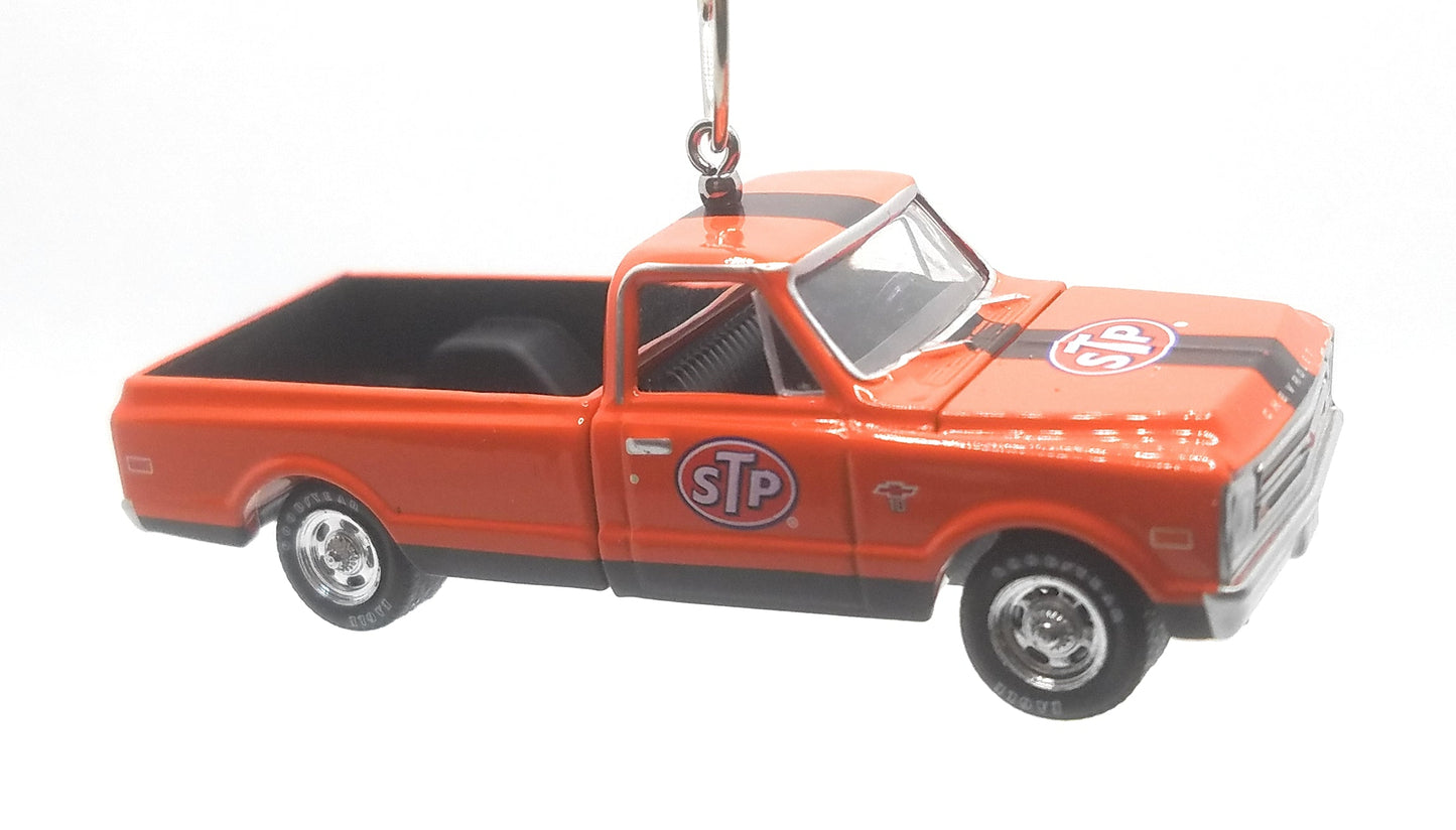 1968 Chevy C-10 Pickup Truck Reddish Orange STP Christmas Ornament