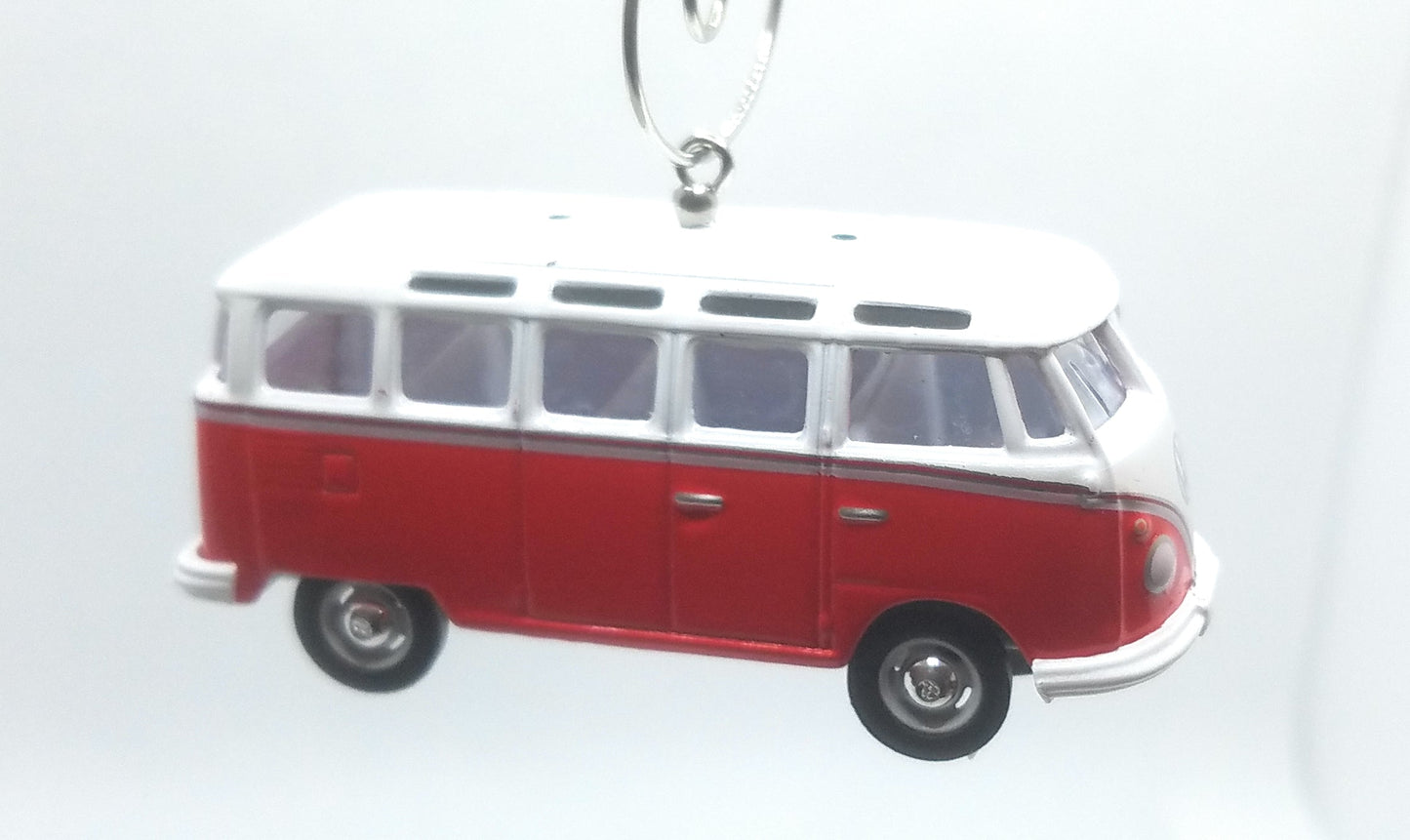 1964 Volkswagen Samba Bus Van Red White Christmas Ornament