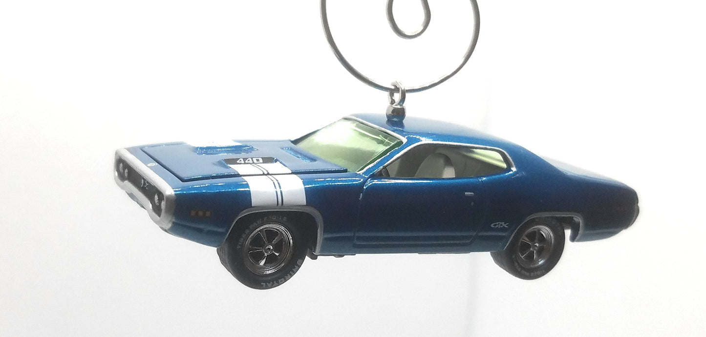 1971 Plymouth GTX Blue White Christmas Ornament