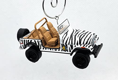 1976 Jeep CJ-7 Ace Ventura Zebra Stripe Christmas Ornament
