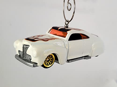 1941 Ford Coupe Tail Dragger White Purple Christmas Ornament
