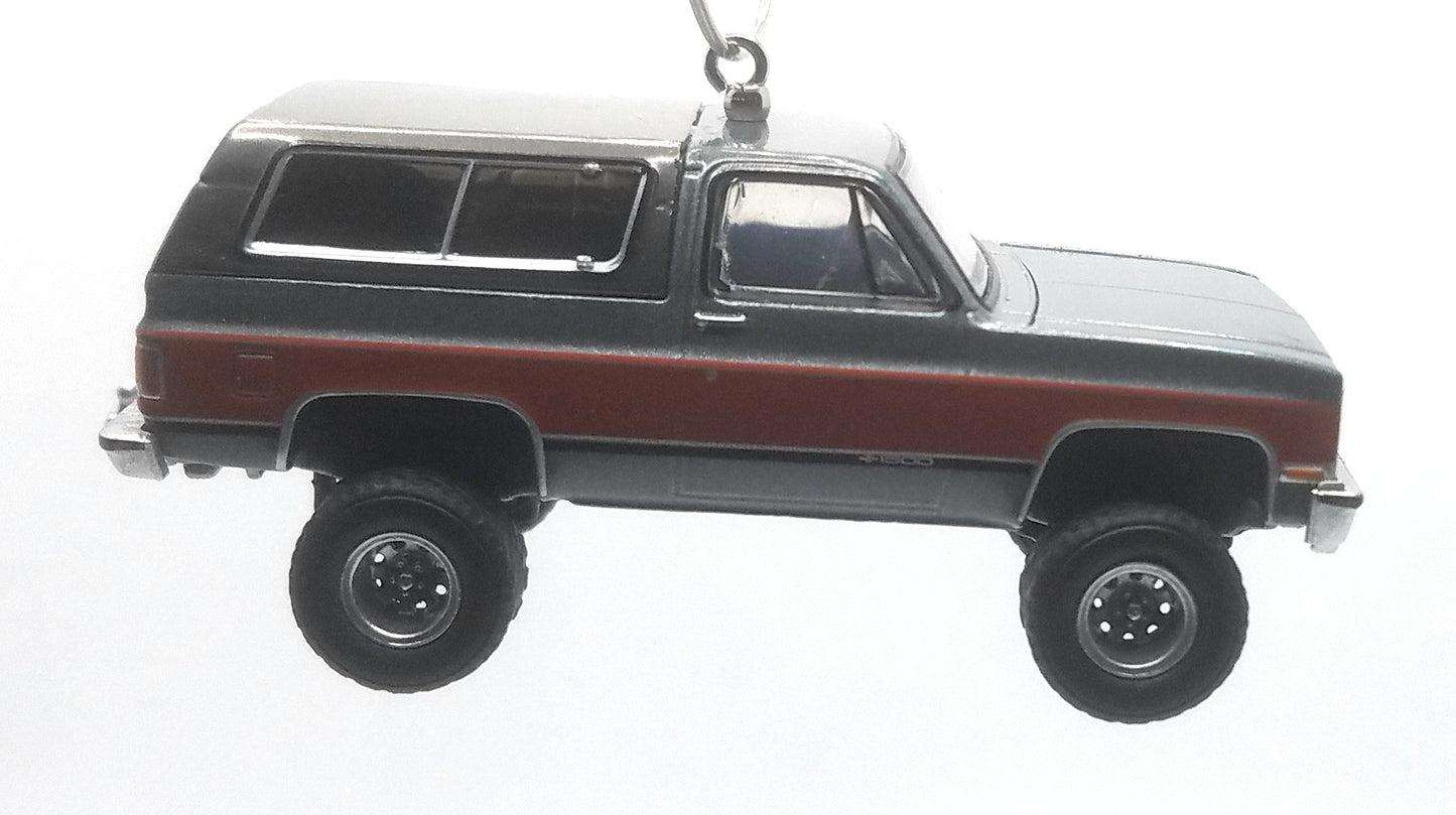 1990 Chevy K5 Blazer Lifted Gray Red Christmas Ornament