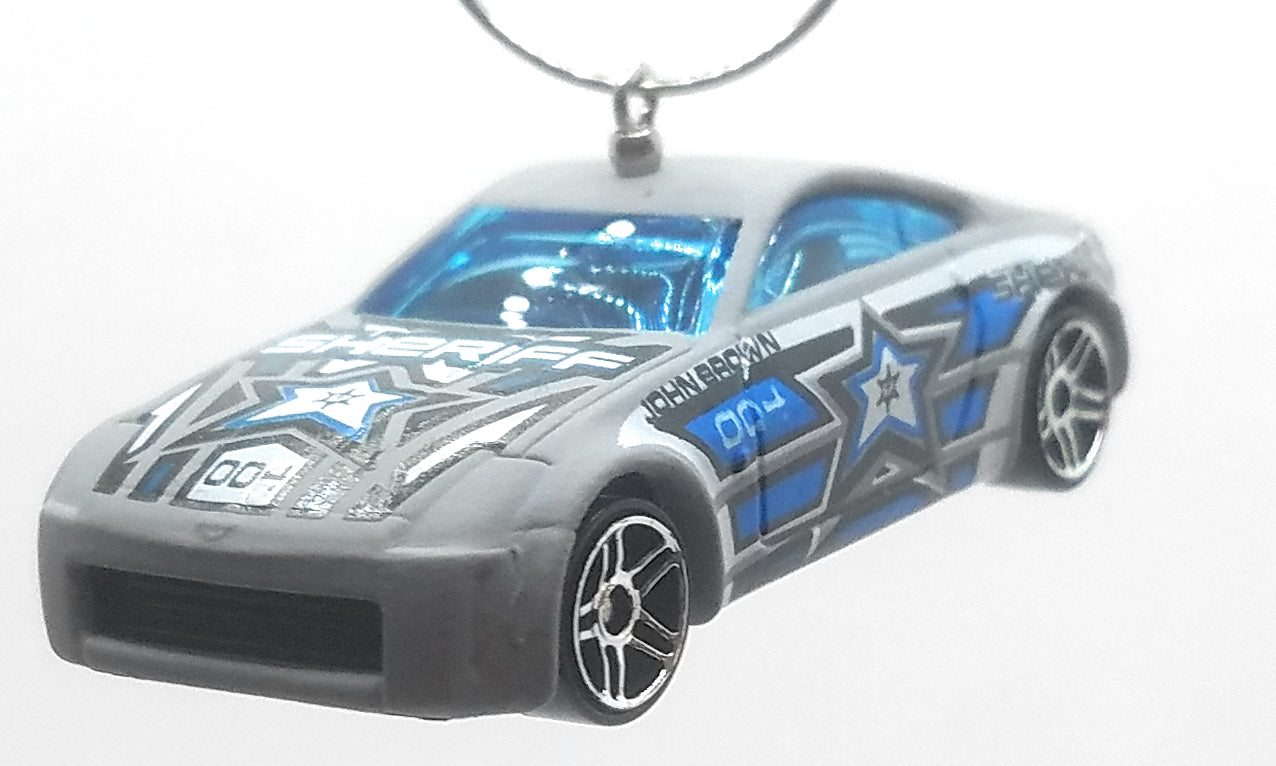 Nissan 350Z Grey Sheriff Decal Blue Christmas Ornament