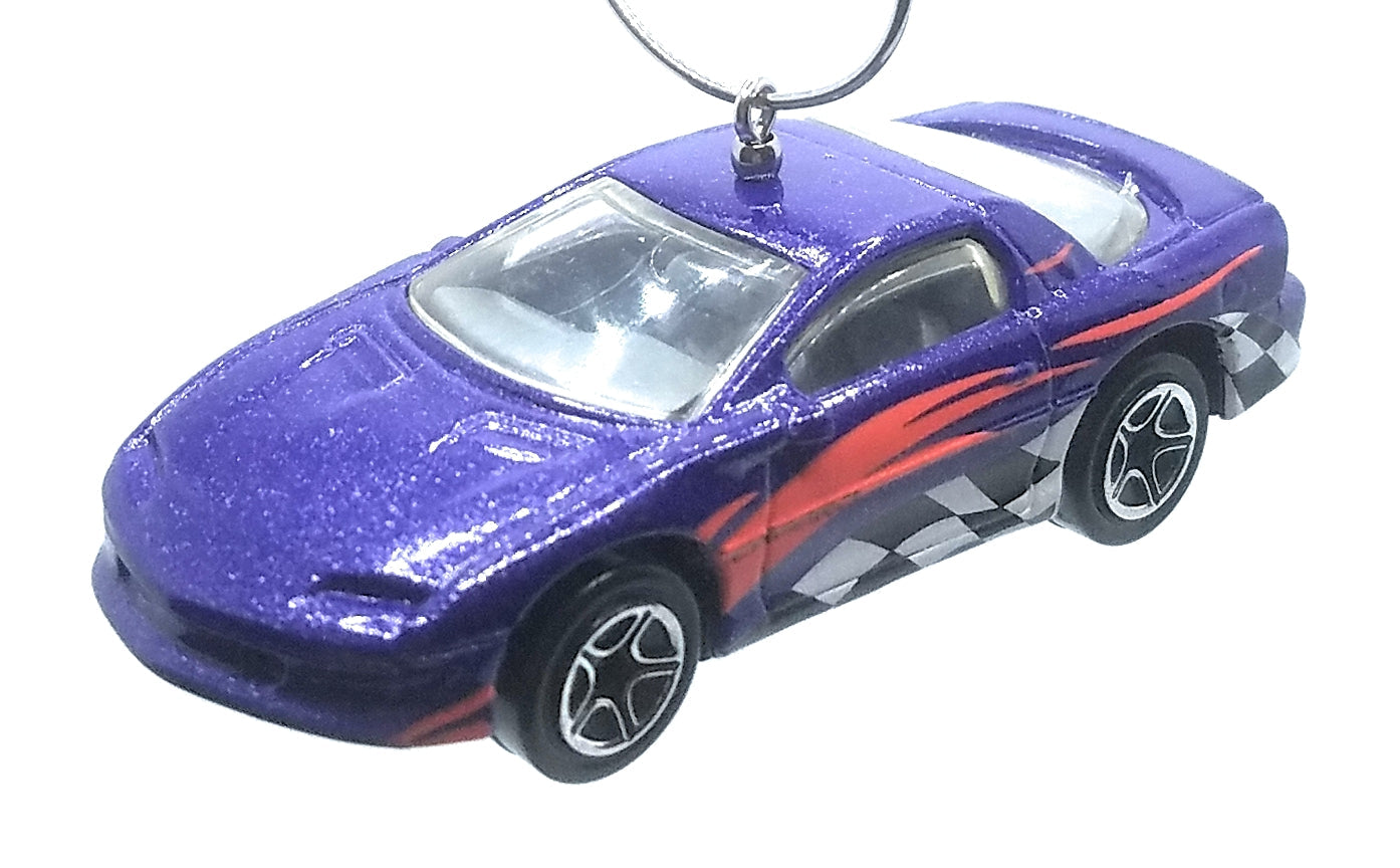 Chevy Camaro Z-28 Purple Checkered Christmas Ornament