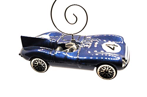 Jaguar D-Type Race Car Blue Christmas Ornament