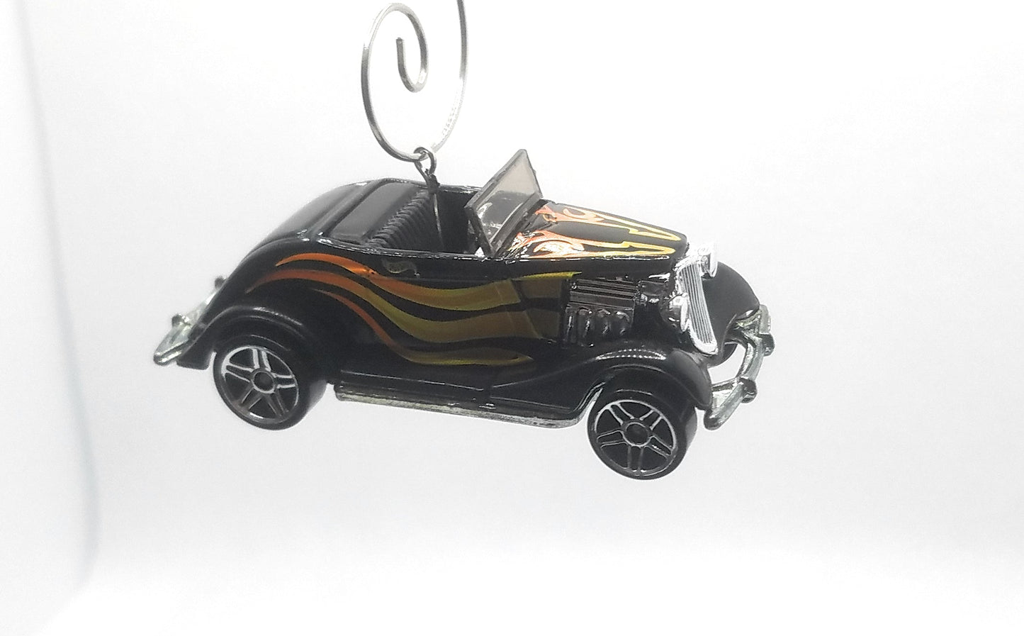 1933 Ford Roaster Black with Flames Christmas Ornament