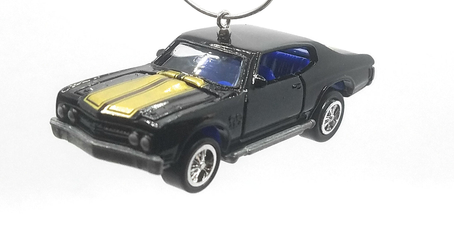 1970 Chevy Chevelle SS Black Gold Stripes Christmas Ornament