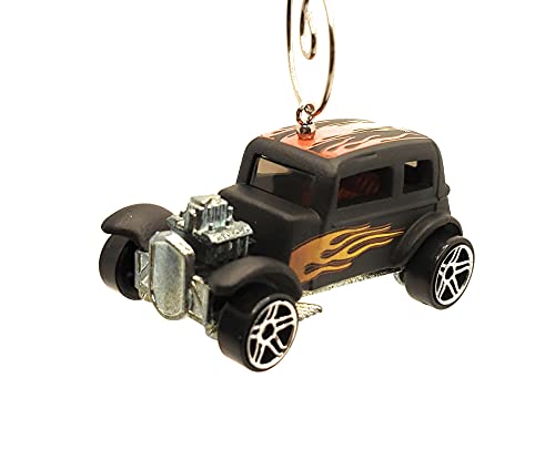 1932 Ford Vicky with Flames  Black Christmas Ornament