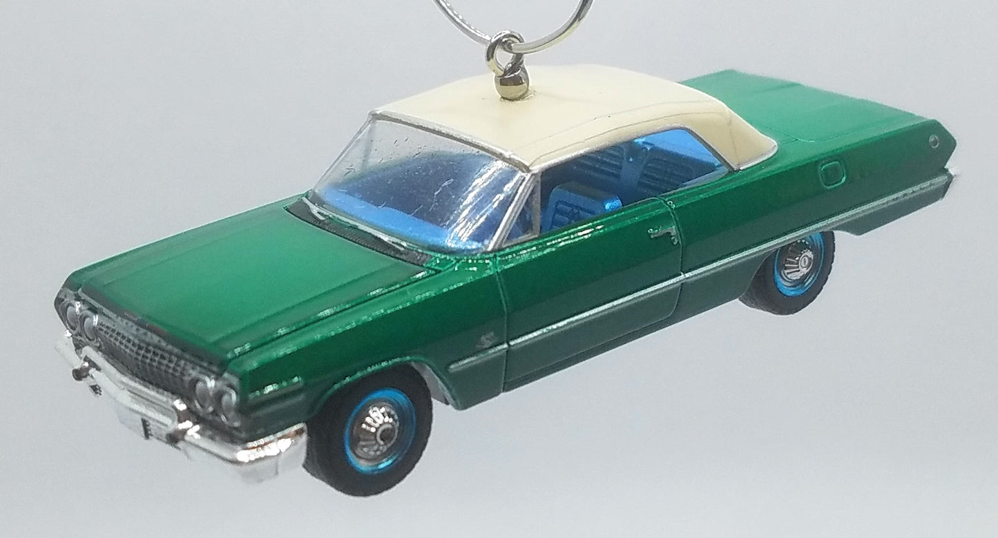 1963 Chevy Impala SS 409 Lowrider Convertible Green White Top Ltd Ed Christmas Ornament