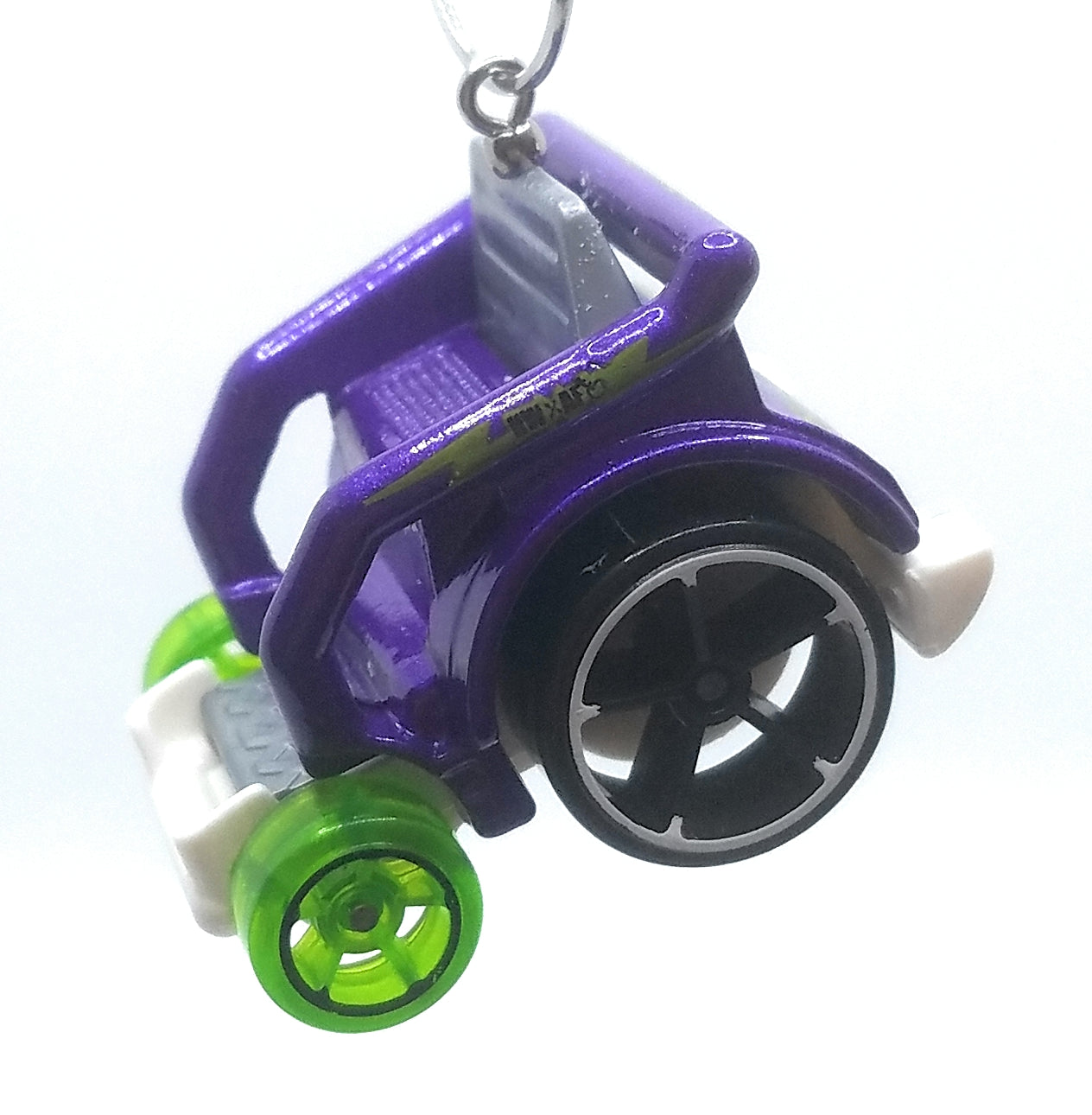 Wheelie Chair Wheelchair Purple White Green Christmas Ornament