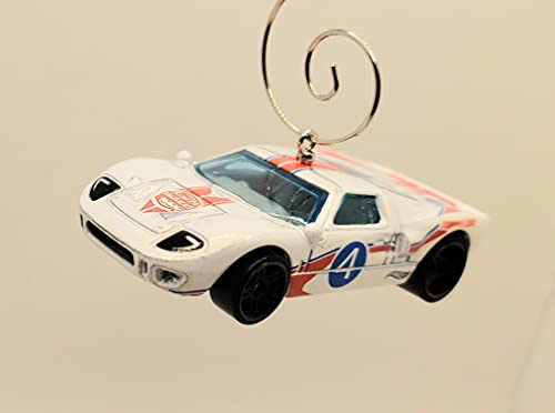 Ford GT-40 Race Car White Christmas Ornament