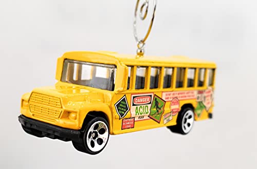 Yellow School Bus with Signs Christmas Ornament