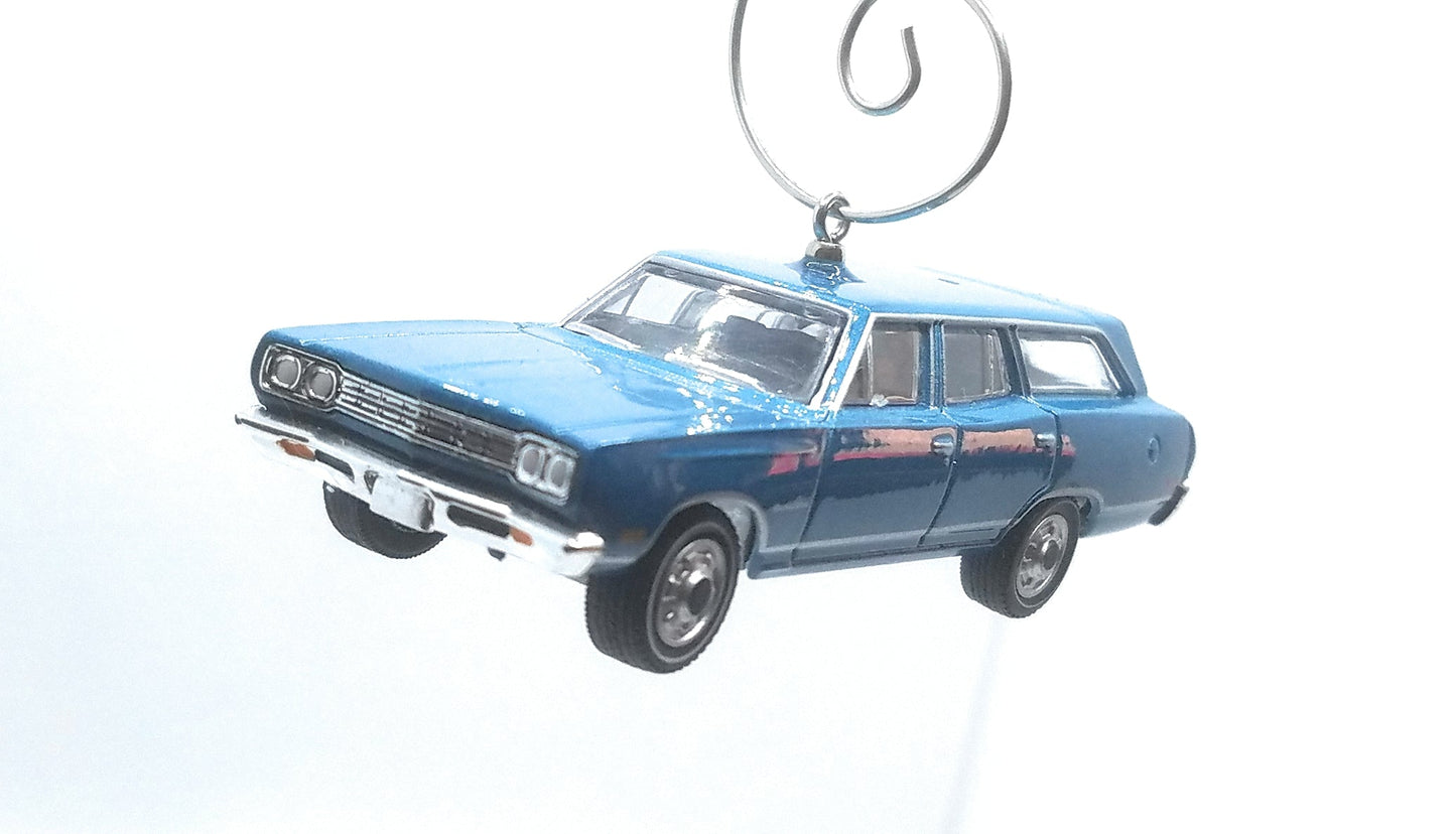 1969 Plymouth Satellite Station Wagon Blue Christmas Ornament