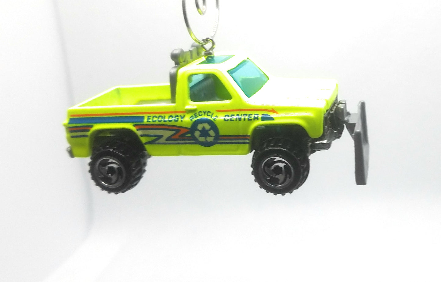 Chevy S-10 Pickup Truck Neon Yellow with plow Christmas Ornament