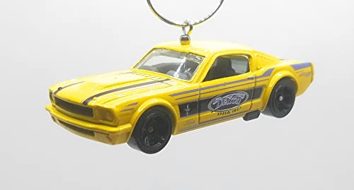 1965 Ford Mustang 2+2 Fastback Yellow Black Stripes Christmas Ornament