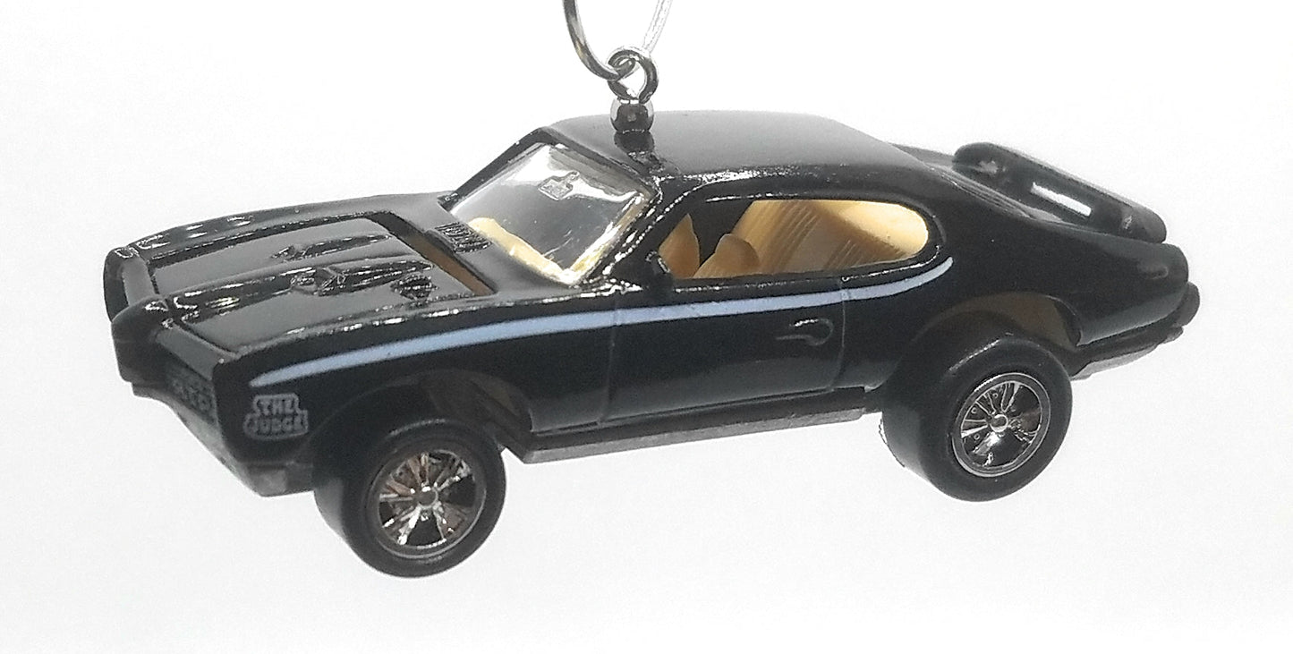 1969 Pontiac GTO Judge Black White Stripe Christmas Ornament