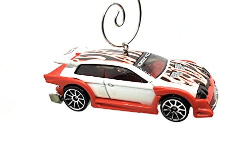 Toyota Tuner White with Flames Christmas Ornament