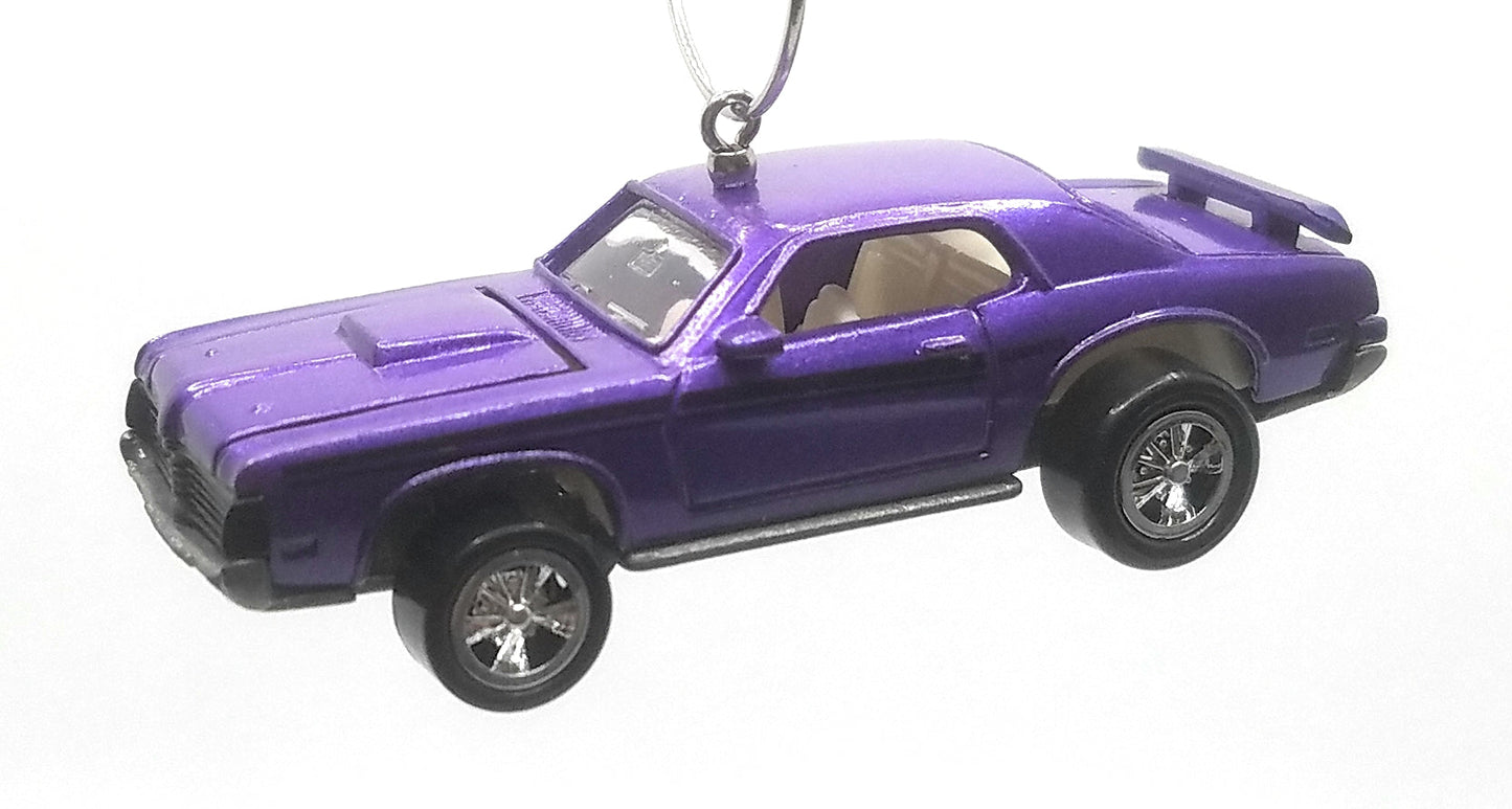 1969 Mercuty Cougar Eliminator Purple Black Stripes Christmas Ornament