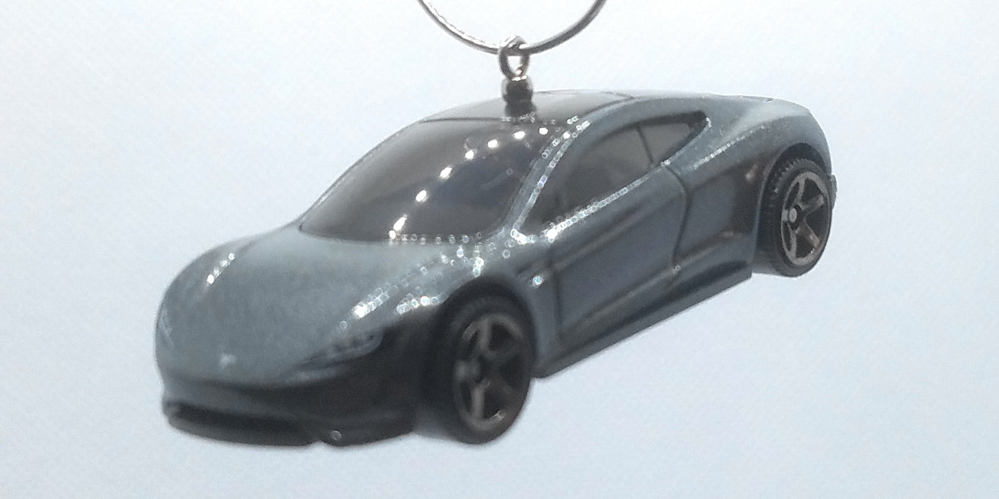 Tesla Roadster Grey Christmas Ornament