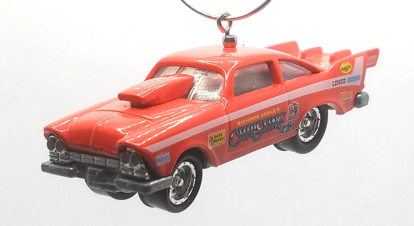 1958 Christine Red/White Side Stripe/Richard Earles Christine Decal Christmas Ornament