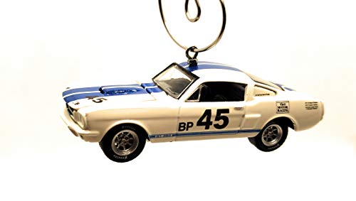 1965 Shelby GT350R White w Blue Christmas Ornament