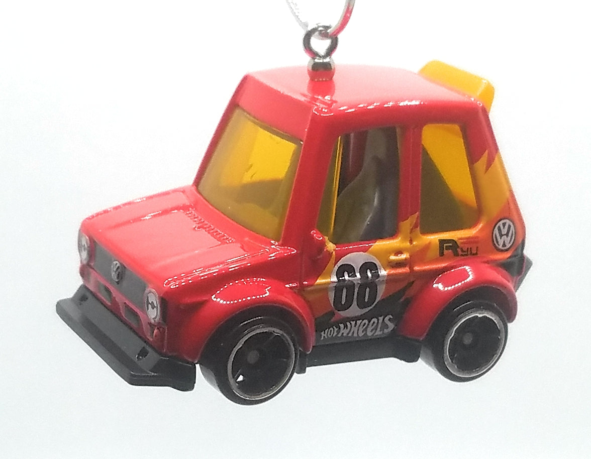 Toon'd Volkswagen Golf Red Yellow Black Stripes Christmas Ornament