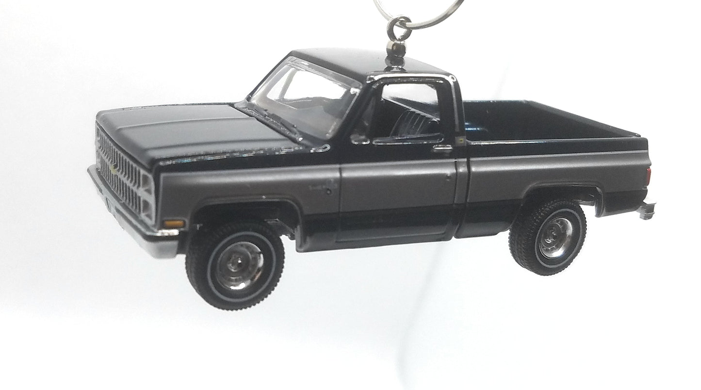1982 Chevy Silverado 10 Fleetside Truck Blue Silver Christmas Ornament