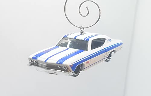 1969 Chevy Chevele SS 396 White Blue Christmas Ornament