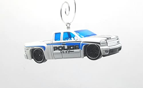 Chevy Silverado Truck White Police Christmas Ornament