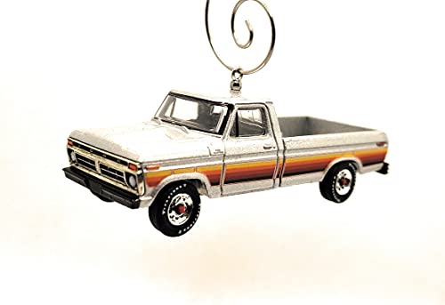1977 for Ford F-150 Pickup Truck Silver with Colors Christmas Ornament