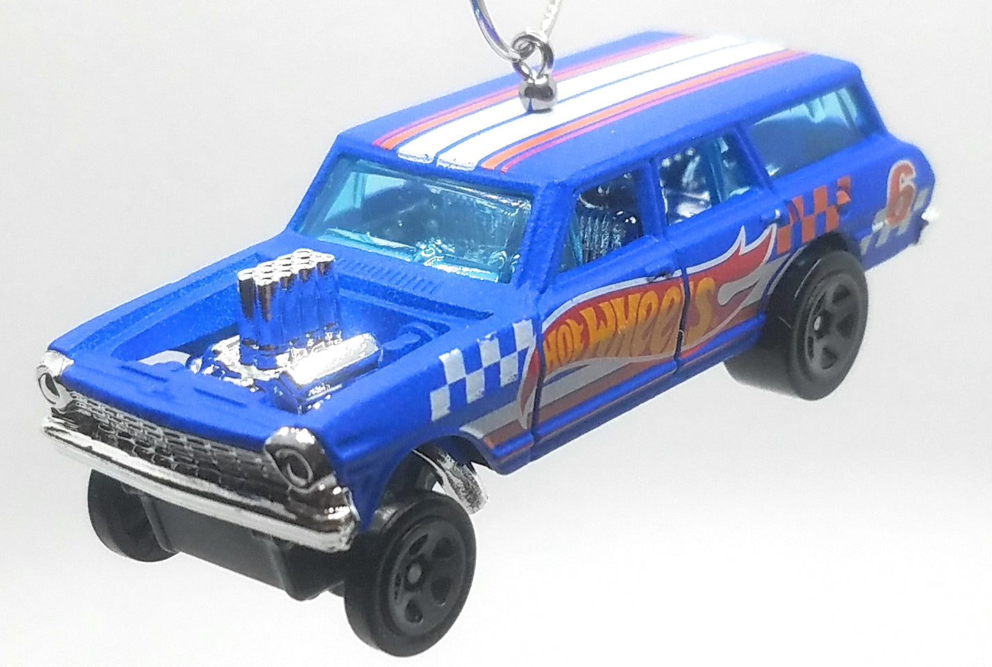 1964 Chevy Nova Wagon Gasser Blue White Orange Christmas Ornament