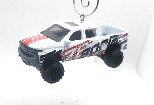 2019 Chevy Silverado Trail Boss LT White Red Black Christmas Ornament