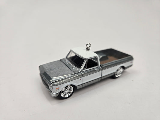 1971 Chevy C10 Super Cheyenne Truck Silver Christmas Ornament