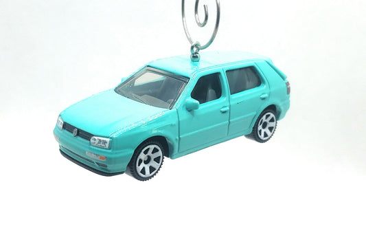 1995 Volkswagen Golf MK Teal Christmas Ornament