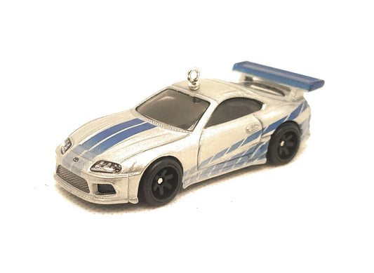 Toyota Supra Silver with Blue Christmas Ornament