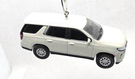 2023 Chevy Tahoe Premier White Christmas Ornament