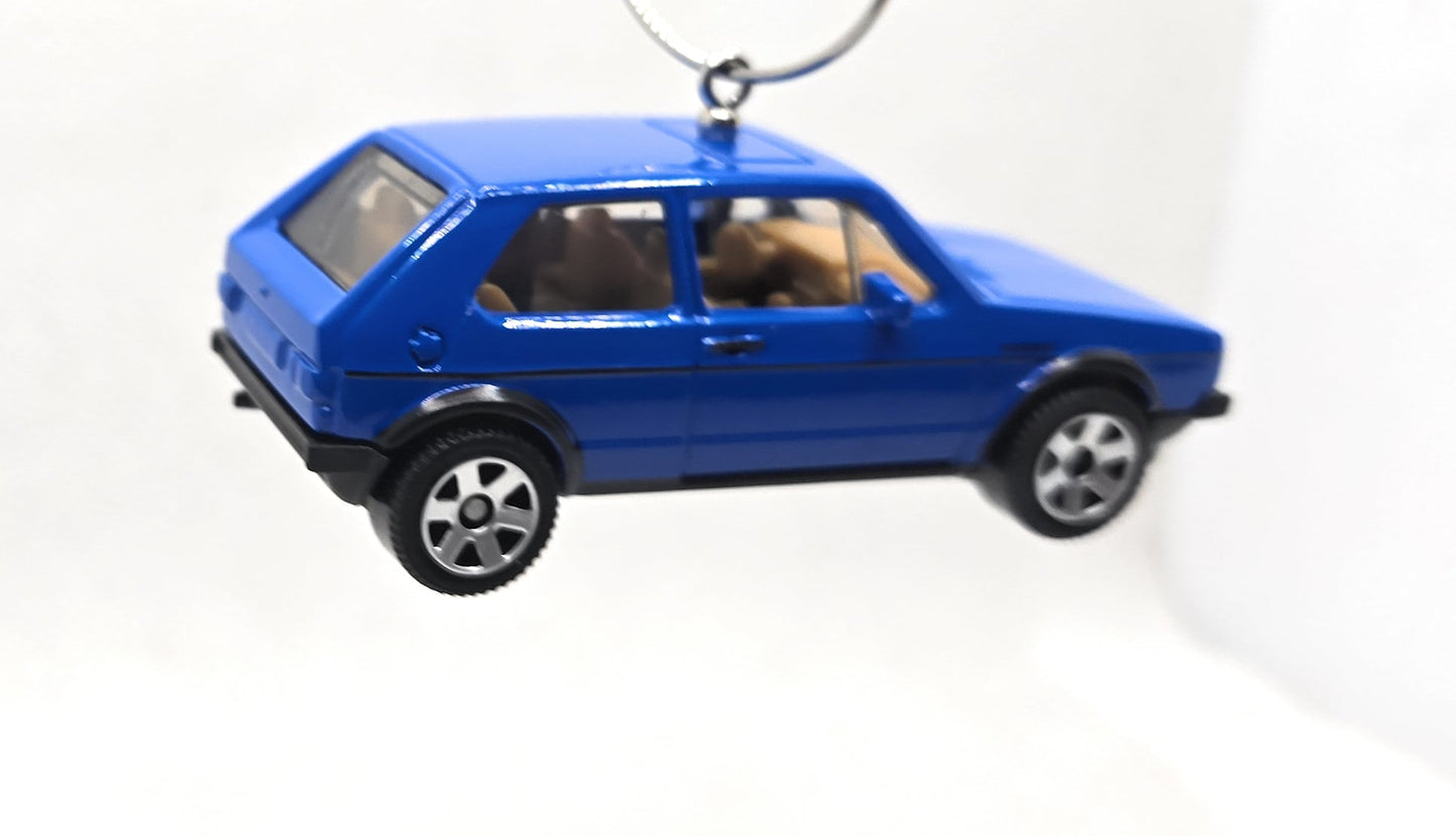 Volkswagen Golf MK1 Blue Christmas Ornament