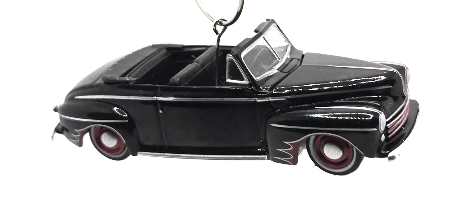 1947 Ford Deluxe Convertible Black Christmas Ornament