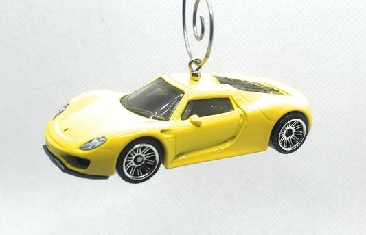 Porsche 918 Spyder Yellow Christmas Ornament