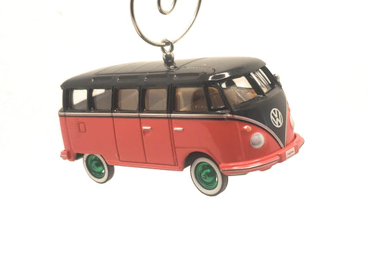 1956 Volkwagen 23-Window Red Black Ltd Ed Green Wheels Christmas Ornament