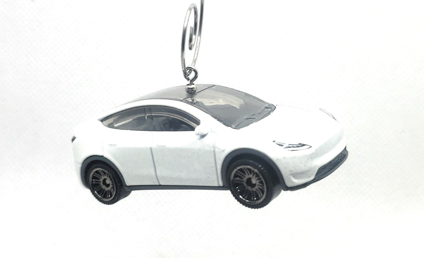 Tesla Model Y White Christmas Ornament