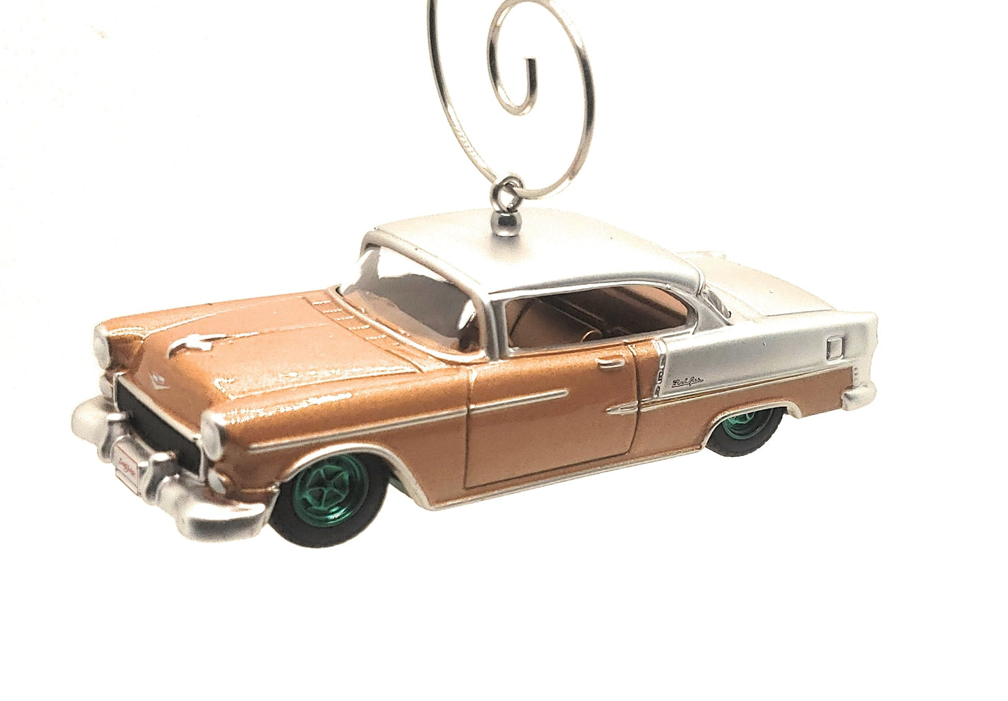 1955 Chevy Bel Air Custom Coupe Gold Silver Ltd Ed Green Wheels Christmas Ornament