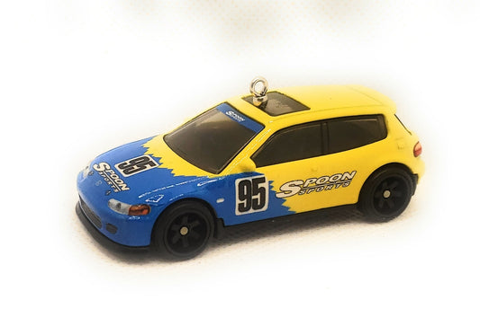 Honda Civic EG Yellow Blue Christmas Ornament