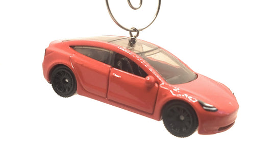 Tesla Model 3 Red Christmas Ornament