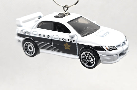 Subaru Impreza Police White Christmas Ornament