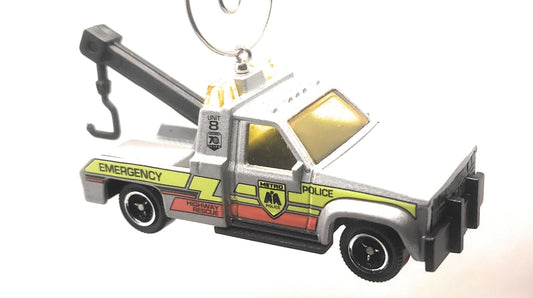 GMC Wrecker Tow Truck Silver Christmas Ornament